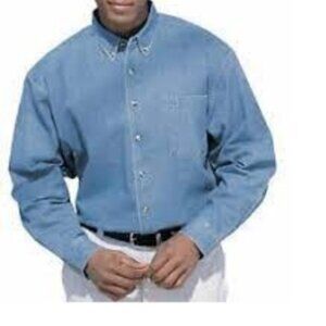 NEW Tri-Mountain Men's Shirt Size 4XL Light Chambray Long Sleeve Shirt Preppy